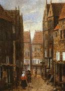 Jacobus Vrel Street Scene with Couple in Conversation oil painting